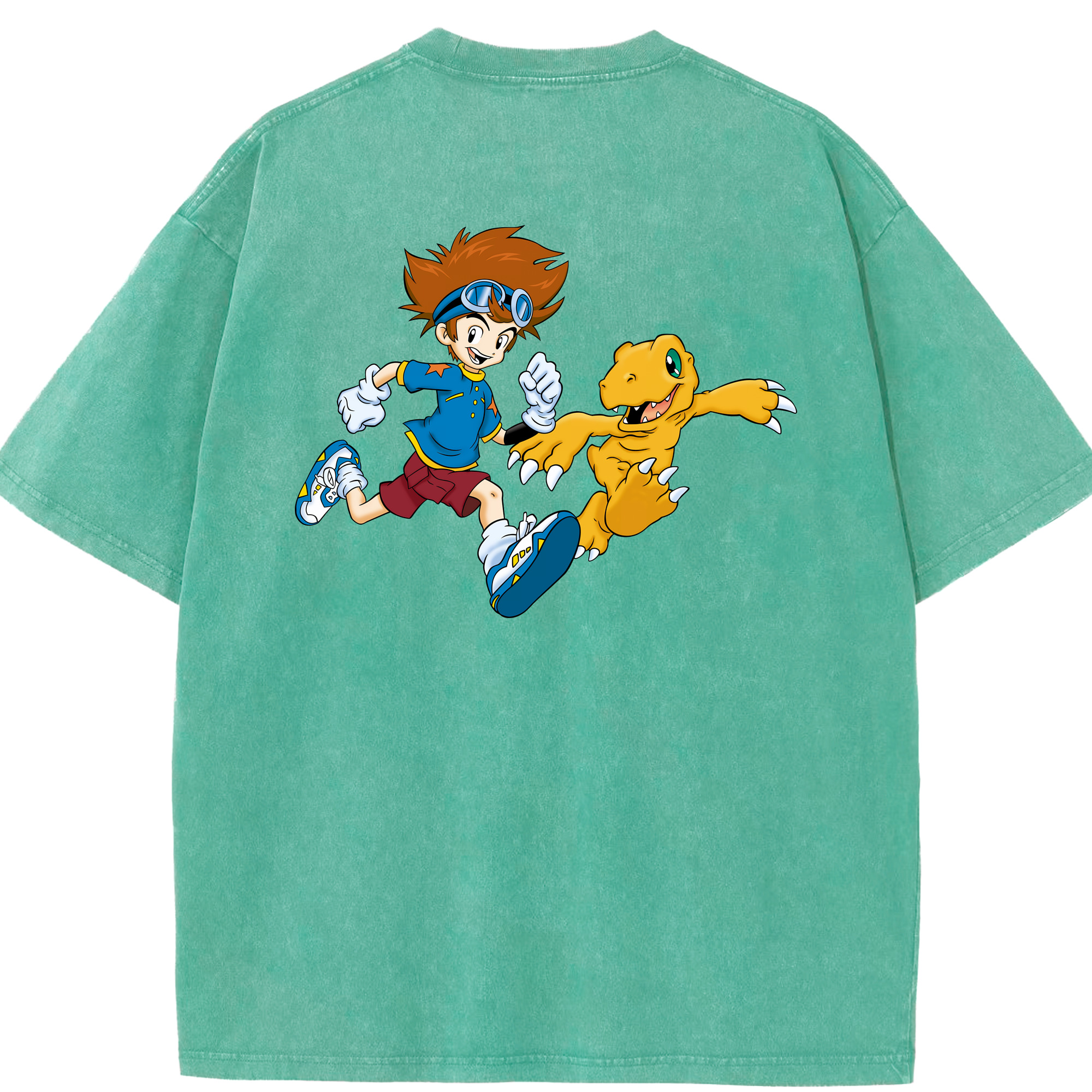 （画像用） Digimon デジタルモンスター/デジモン 綿100% ヴィンテージ風 半袖Tシャツ（背面プリント）